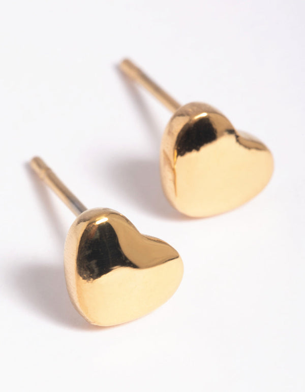 Gold Plated Heart Stud Earrings