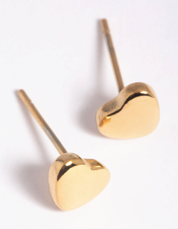Gold Plated Heart Stud Earrings