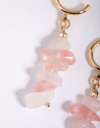 Gold and Pink Semi-Precious Drop Earrings - link has visual effect only