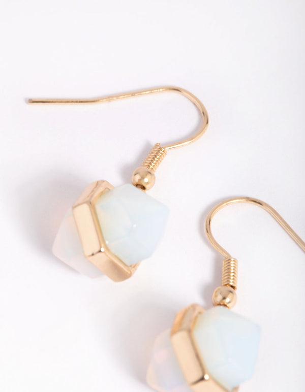 Gold Moonstone Shard Drop Earrings