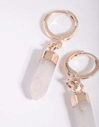 Rose Quartz Shard Huggie Hoop Earrings - link has visual effect only