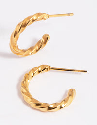 Gold Plated Surgical Steel Twisted Hoop Earrings - link has visual effect only