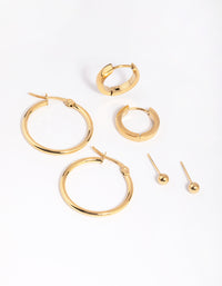 Gold Plated Surgical Steel Ball Stud Earring Pack - link has visual effect only
