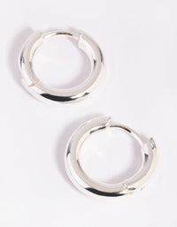 Silver Plated Chunky Huggie Hoop Earrings - link has visual effect only