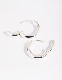 Silver Plated Chunky Huggie Hoop Earrings - link has visual effect only