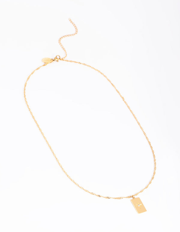 Gold Plated Surgical Steel Diamante Star Necklace