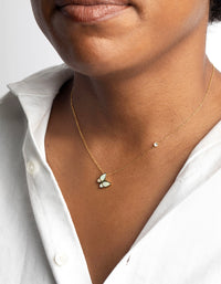 Gold Plated Surgical Steel Butterfly Necklace with Mother of Pearl - link has visual effect only