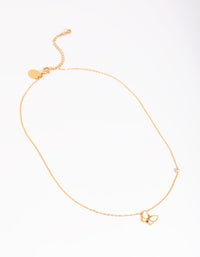 Gold Plated Surgical Steel Butterfly Necklace with Mother of Pearl - link has visual effect only