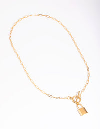 Gold Plated Surgical Steel Padlock Fob Necklace - link has visual effect only