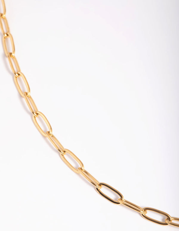 Gold Plated Surgical Steel Padlock Fob Necklace