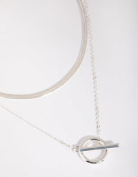 Silver Plated Snake Chain and Fob Necklace Set - link has visual effect only