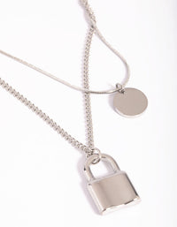 Surgical Steel Disc and Padlock Layered Necklace - link has visual effect only
