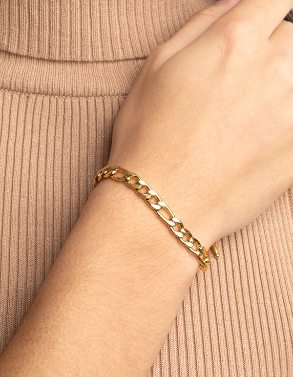 Gold Plated Surgical Steel Figaro Fob Bracelet