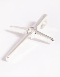 Silver Plated Cross Charm with Cubic Zirconia - link has visual effect only