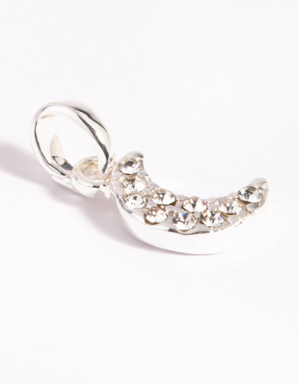 Silver Plated Diamante Moon Charm