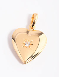 Gold Plated Diamante Heart Locket Charm - link has visual effect only