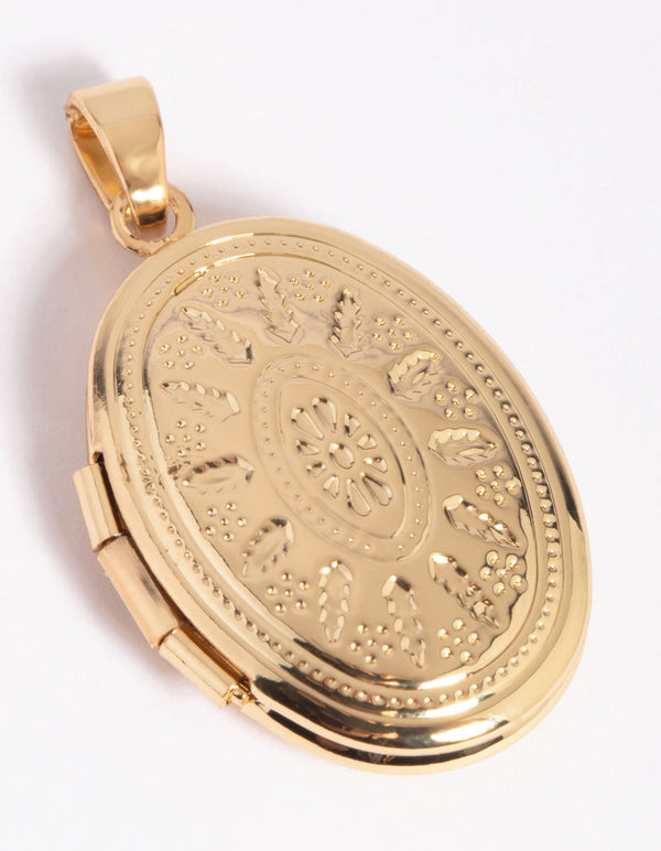 Gold Plated Oval Locket Charm