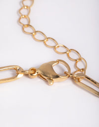 Gold Plated Chain and Cubic Zirconia Anklet Set - link has visual effect only