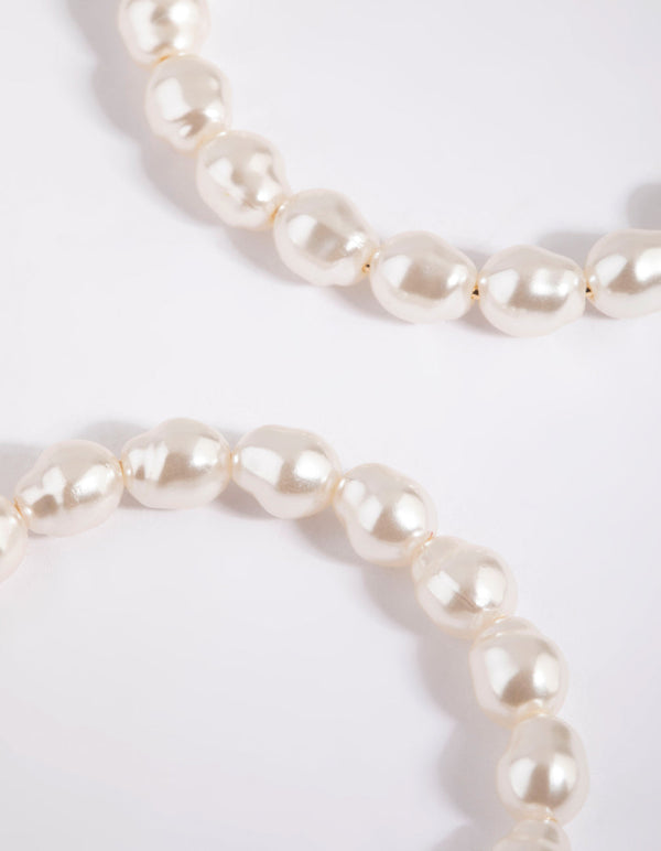 Gold Pearl Hoop Earrings