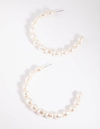 Gold Pearl Hoop Earrings - link has visual effect only