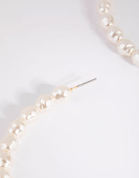 Gold Pearl Hoop Earrings - link has visual effect only