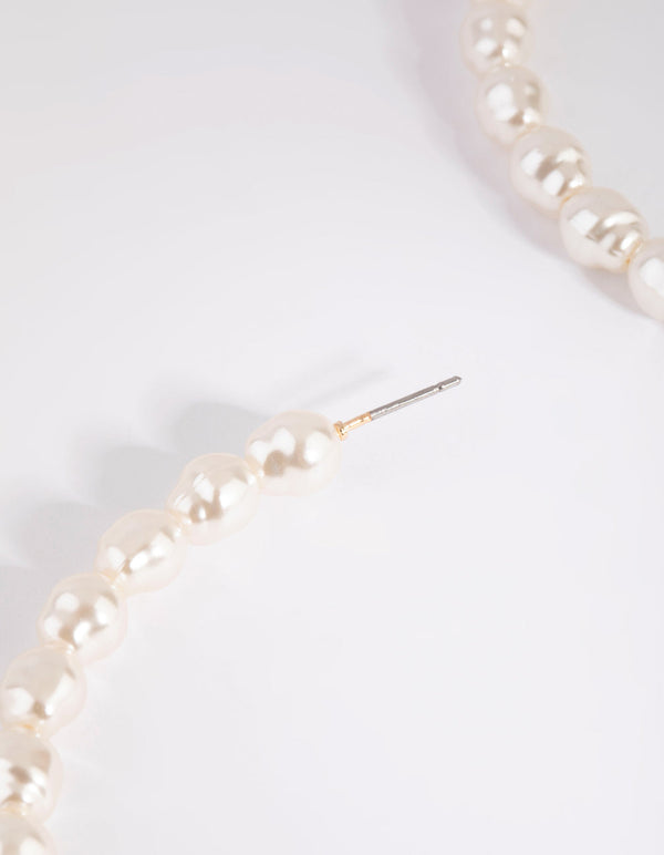 Gold Pearl Hoop Earrings