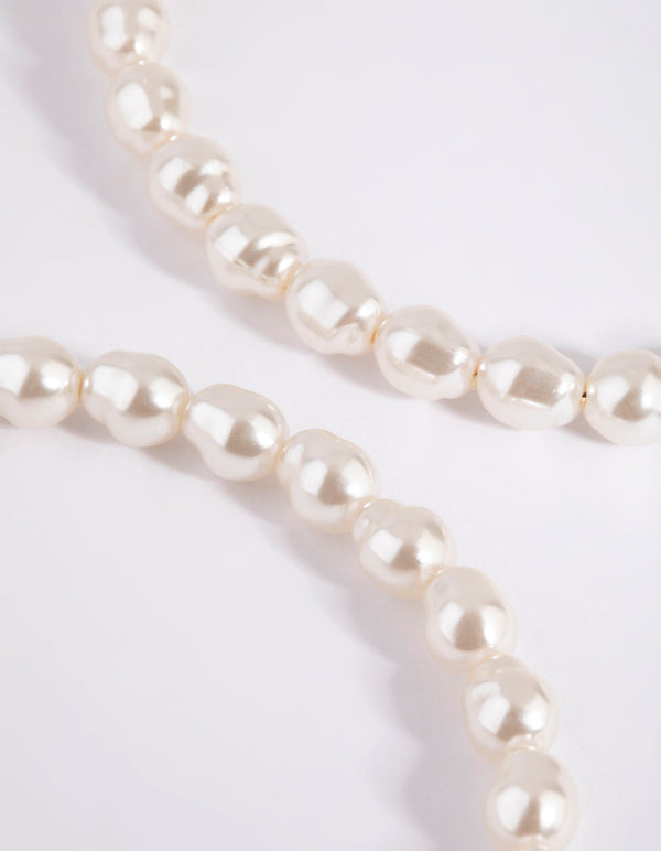 Gold Pearl Hoop Earrings