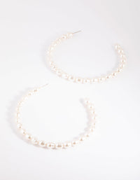 Gold Pearl Hoop Earrings - link has visual effect only