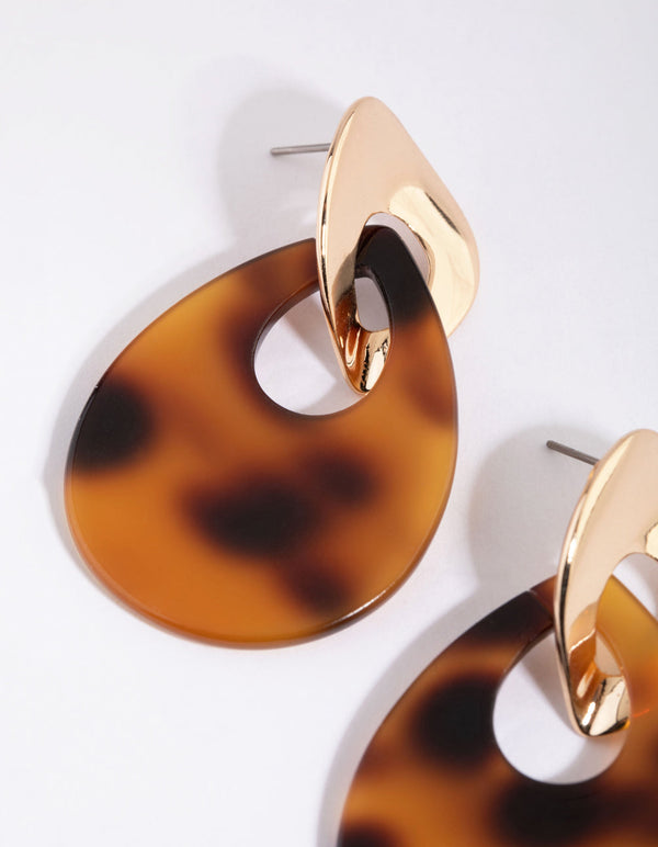 Tortoiseshell Interlooped Acrylic Drop Earrings