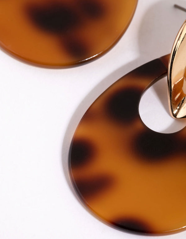 Tortoiseshell Interlooped Acrylic Drop Earrings