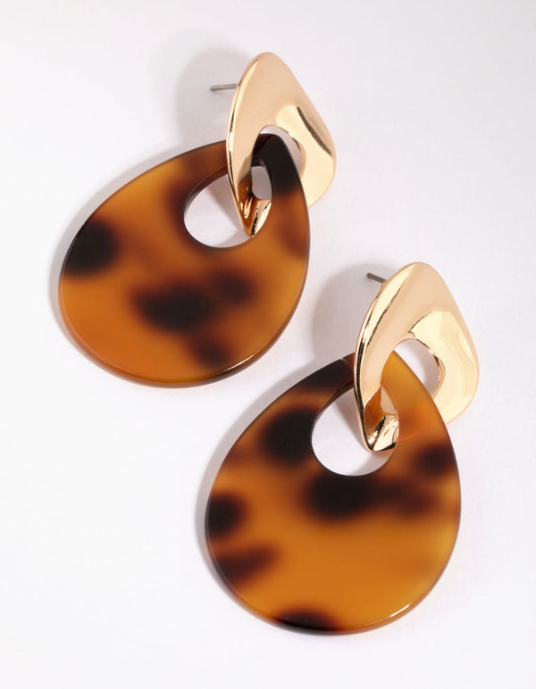 Tortoiseshell Interlooped Acrylic Drop Earrings