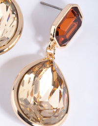 Gold and Brown Diamante Drop Earrings - link has visual effect only