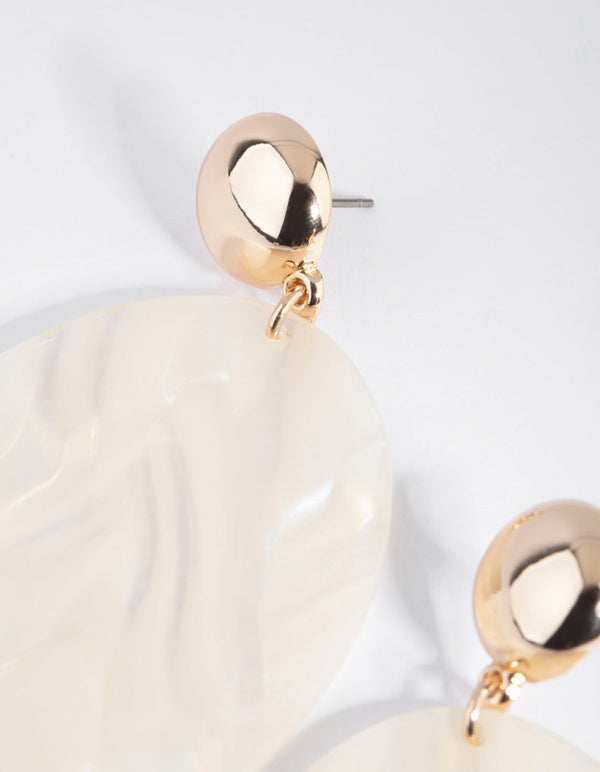 Cream Pearlised Acrylic Drop Earrings