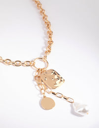 Gold Pearl and Coin Chain Necklace - link has visual effect only