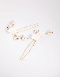 White Flower Hair Pin Pack - link has visual effect only