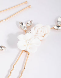 White Flower Hair Pin Pack - link has visual effect only