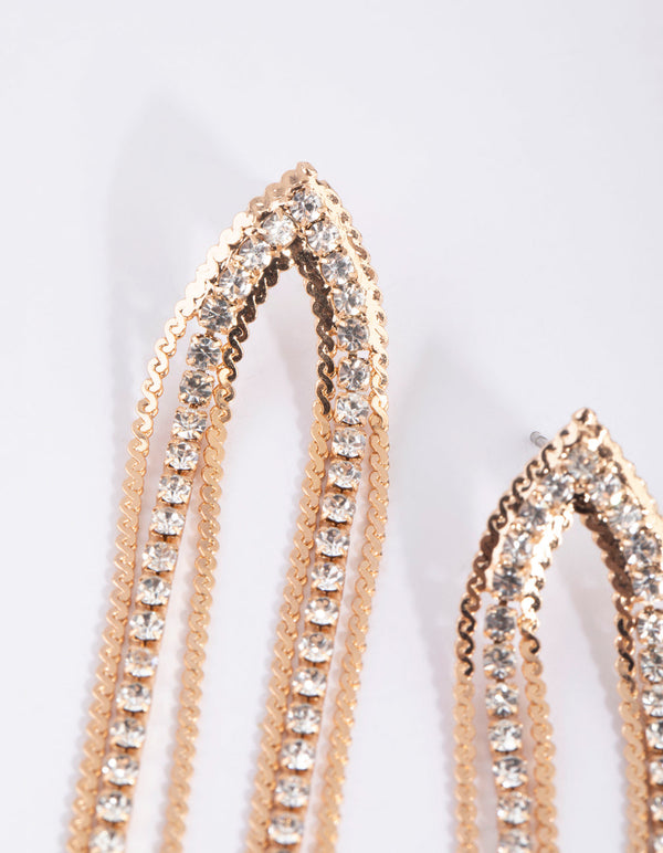 Gold Diamante Drop Earrings