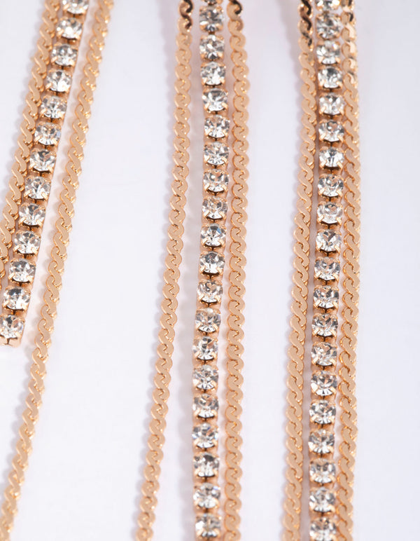 Gold Diamante Drop Earrings