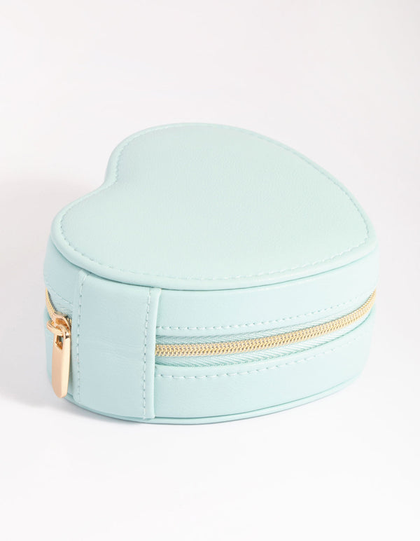 Blue Heart PU Leather Jewellery Box