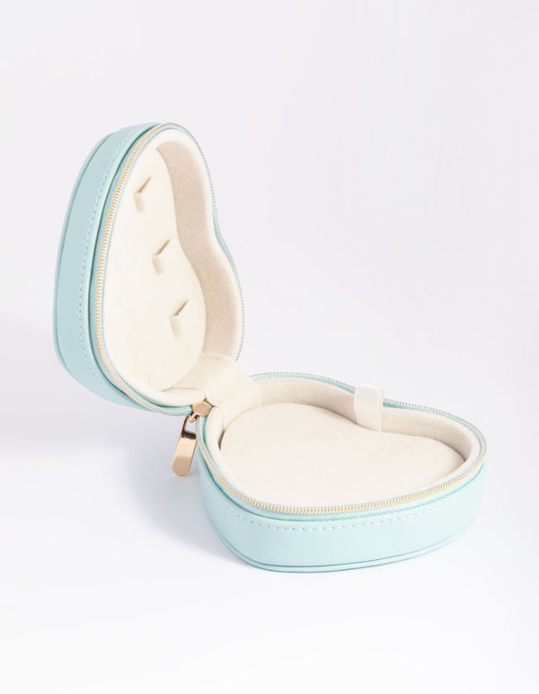 Blue Heart PU Leather Jewellery Box