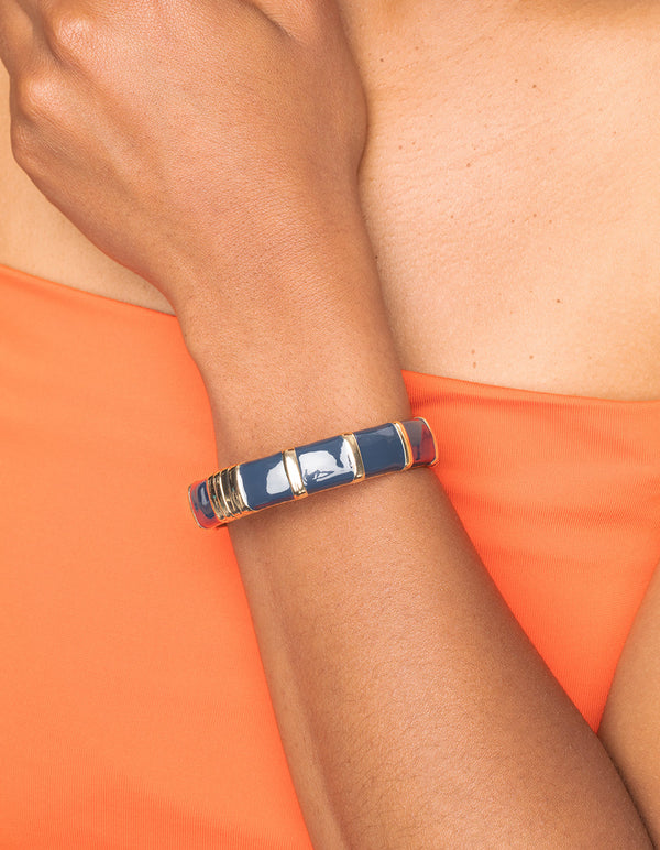 Blue Enamel Clasp Bracelet