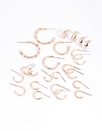 Gold Twisted Hoop Earring Pack - link has visual effect only