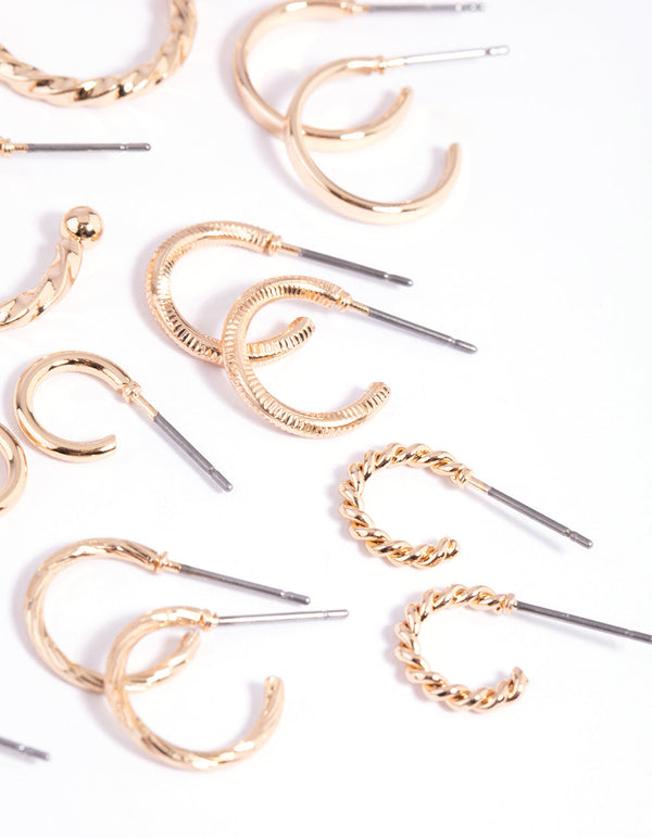 Gold Twisted Hoop Earring Pack
