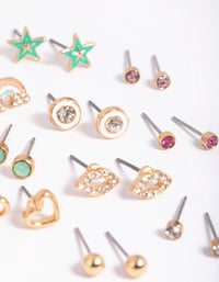 Gold Rainbow and Star Stud Earring Pack - link has visual effect only