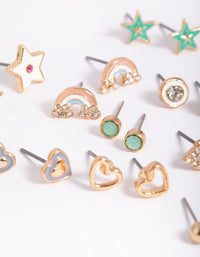 Gold Rainbow and Star Stud Earring Pack - link has visual effect only