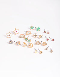 Gold Rainbow and Star Stud Earring Pack - link has visual effect only