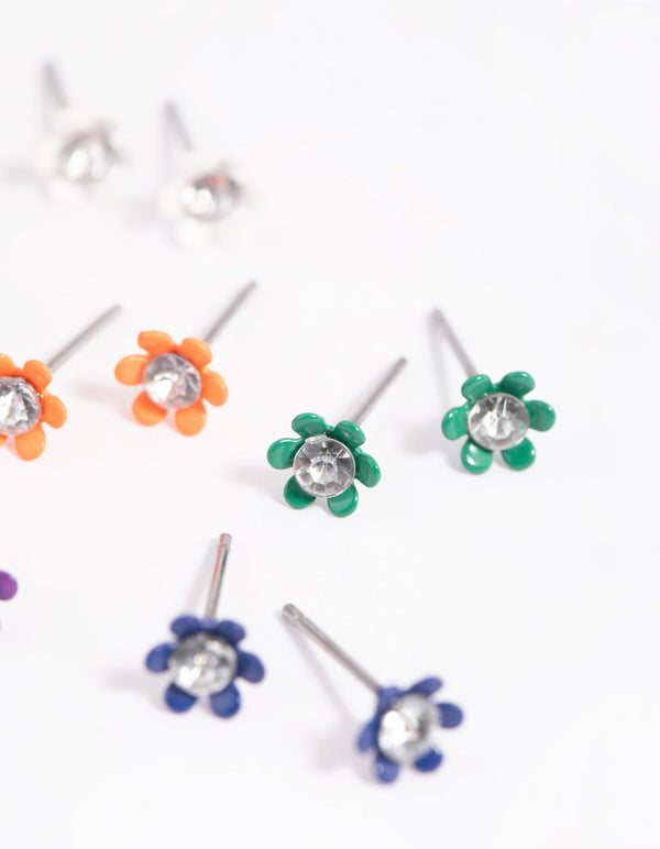 Matte Rainbow Flower Stud Earring Pack