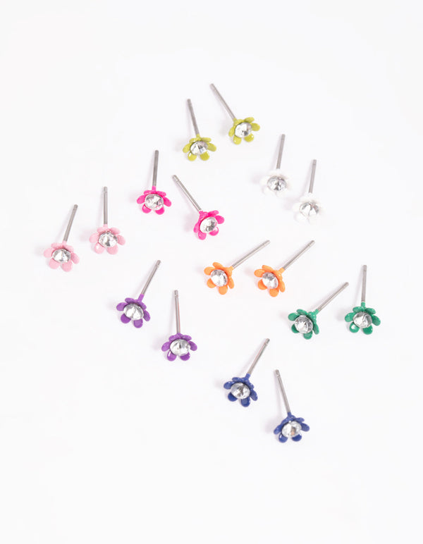 Matte Rainbow Flower Stud Earring Pack