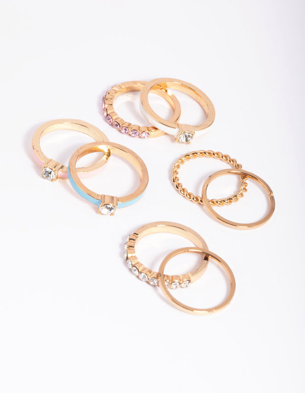 Gold Diamante Ring Pack