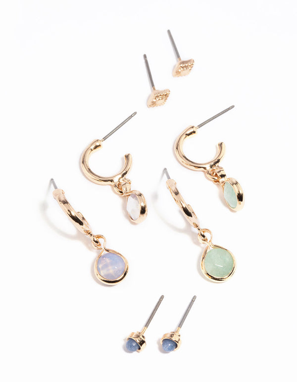 Gold Charm Stacking Earrings